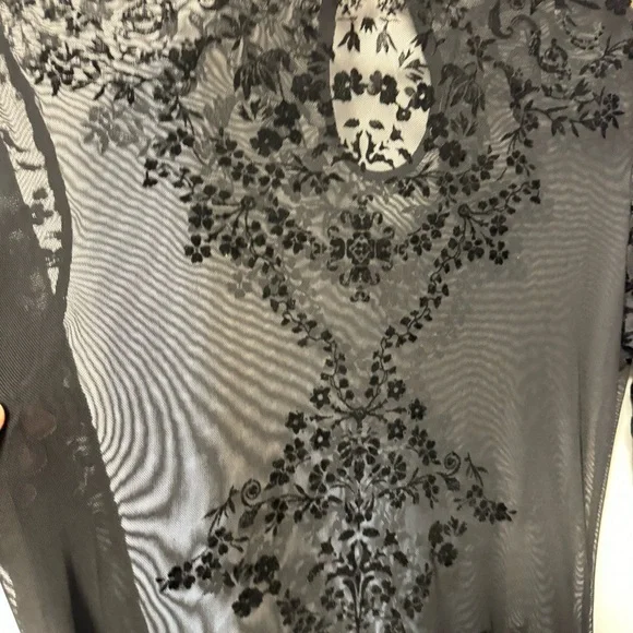 Vintage Whimsigoth Sheer Black Dress Velvet Burnout‎ LBD Cocktail Womens Medium - Picture 9 of 13